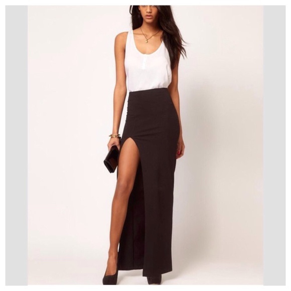 Black ASOS maxi skirt with thigh slit